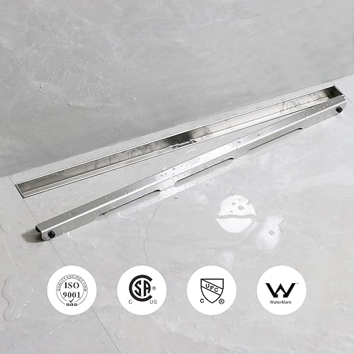 SaniteModar Caniveau Douche Italienne 30 cm, Panneau Etroit, avec 360° Siphon et Filtre - Nail Gallerys