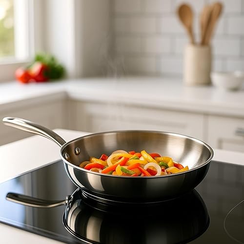 Wecook! PRO Poêle Acier Inoxydable 18/10 Ø 20 cm – Compatible Induction – Base Triple Épaisseur – Manche Ergonomique Riveté – Four 200°C – Lave-vaisselle – Résistante - Nail Gallerys