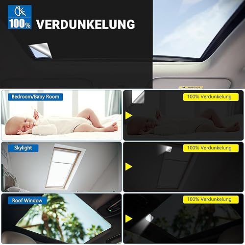 Store enrouleur occultant temporaire - 400 x 148 cm - En tissu occultant magnétique - Pour fenêtre - Protection solaire - Nail Gallerys