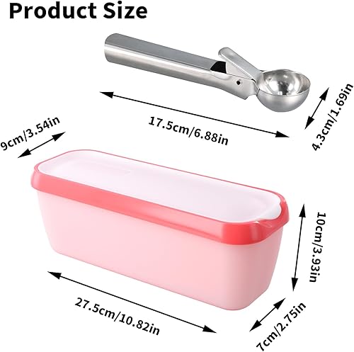 Kioiner 2 Pièces Bac à Glace, 1,5 L Bac à Glace Maison, Bac à Glace Réutilisables avec Couvercle, Récipients de Congélation pour Glaces Maison, Sorbets et Yaourts, avec Cuillère à Glace - Nail Gallerys