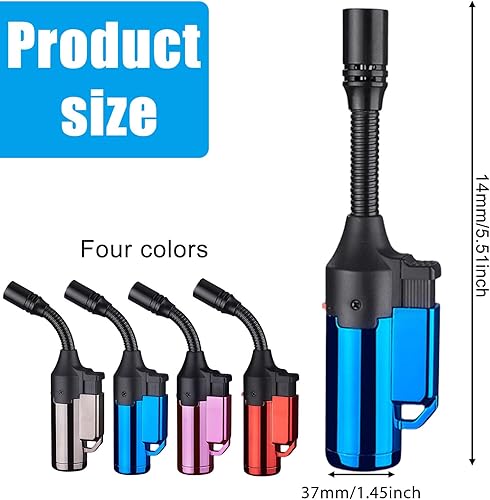 Leikurvo Lot de 4 Briquets Tempête : 14 cm de Long, Flexibles à 360°, Rechargeables à Gaz, Coupe-Vent, Pour Cheminée, Camping, Four, Bougies, Barbecue, Cuisinière (Sans Gaz) - Nail Gallerys