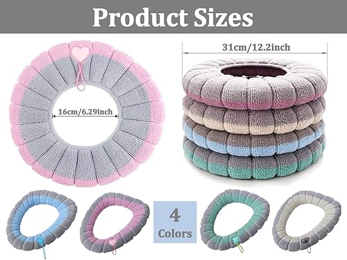 Anlising 4PCS Housse de Siège de Toilette, Lavable Housse de Siège de WC, Coussin de Siège de Toilette, Housse de Coussin de Toilettes, Envoyer 4 Crochets, pour Siège de Toilette (4 Couleurs) - Nail Gallerys