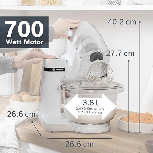 Bosch Appareils ménagers, Machine de cuisine, MUM Série 2, 700 W, Panneau d'armoire, Blanc MUMS2TW00 - Nail Gallerys