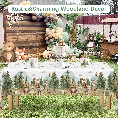 Heboland Animaux de la Forêt Anniversaire Décoration de Table, 2 pièces Nappe Anniversaire Enfant en PEVA pour Décoration d'anniversaire Garçon et Fille, 137 x 274cm - Nail Gallerys