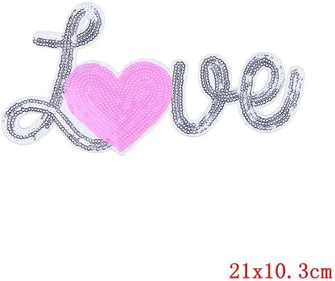 Patch Love pour T-shirt, thermocollant ou à paillettes, rose - Nail Gallerys