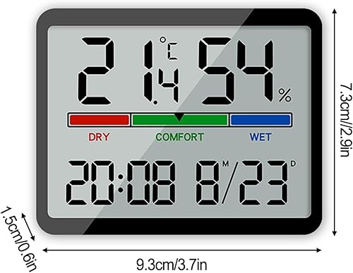 Horloge murale radio-pilotée avec clips d'affichage de la température, horloge électronique, à suspendre, grand écran LCD (noir) - Nail Gallerys