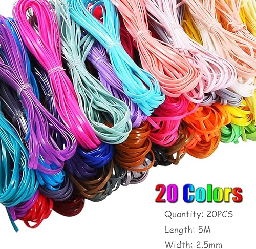 Allazone 20 Couleur Cordes Scoubidou, Cordon de Laçage en Plastique avec 60 PCS Crochets Mousquetons, Agrafes Porte-Clés pour La Fabrication De Bijoux DIY Craft Gimp String, 100 M - Nail Gallerys