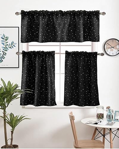YAOTT Étoile d'argent de Luxe Rideaux Courts imprimés Petite Rideaux à Plis Crayon Isolation Thermique Rideau occultant Traitement de fenêtre pour Décoration de Fenêtre la Chambre Balcon Beige - Nail Gallerys
