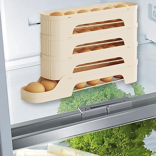 2/3/4 Niveaux Distributeur Oeuf Frigo, Récipient à œufs à rouler automatique pour réfrigérateur, Récipient de Stockage d'oeufs à Roulement Automatique économiser l'espace, Support D'oeufs - Nail Gallerys