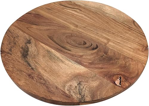 Spetebo Plateau tournant en bois d'acacia naturel – 37 cm – Plateau de service rotatif en bois massif – Assiette décorative en bois de service, plateau à épices et à gâteau - Nail Gallerys