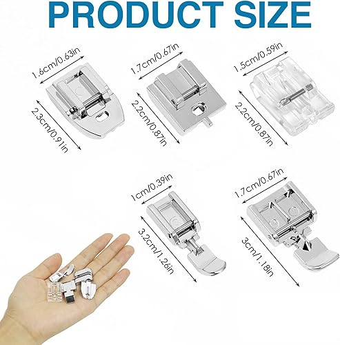 5 Pieds de Biche Machine a Coudre, Machine à Coudre kit Pieds de Biche Multifonctionnel, Fermeture Éclair pour Machine à Coudre Pied Fermeture Éclair pour W6 Brother Singer Privileg Janome Husqvarna - Nail Gallerys