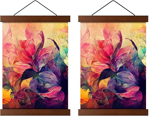 Lattes en bois 66 cm – Support d'affiche avec aimants pour suspendre affiches, photos, diplômes de toute longueur – attire l'attention sur l'affiche, sans montage, facile à accrocher, naturel - Nail Gallerys