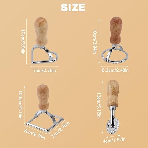 Lot de 4 Moulle à Ravioli, Ravioli machine, Laminoir a pate, d’emporte-pièce à Ravioli avec en Bois Poignée, Coupe-Ravioli Carré/Rond/Cœur, Moule à Dumplings Tarte Outil Accessoires de Cuisine - Nail Gallerys