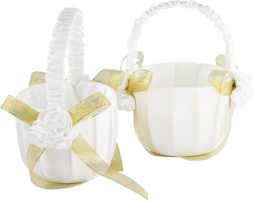 EinsSein 2x Panier de Fille de Fleur Or Flower 17x26x13 ivory paniers mariage fillemariage pétales petales confetis decoration enfant cérémonie ceremonie fleurs pétale confettis a à noce perle petale - Nail Gallerys