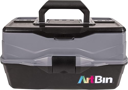 ArtBin 3 Art Supply Box Organiseur Portable pour Loisirs créatifs avec Plateaux relevables [1] étui de Rangement en Plastique Gris/Noir, Multicolore, Three Tray - Nail Gallerys