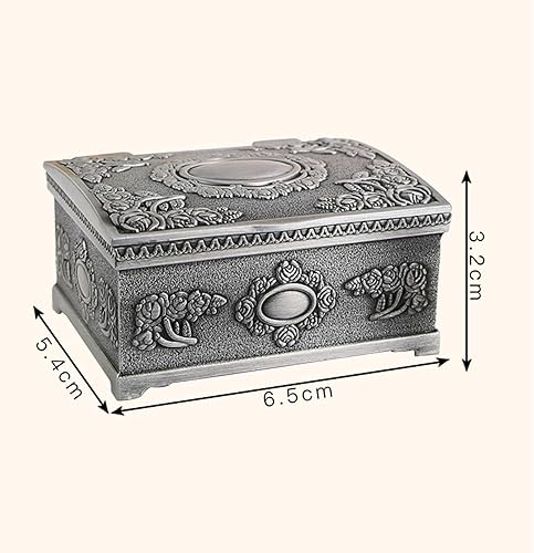 Buachois Boîte à Bijoux Vintage en Métal, Petite Boîte de Rangement Rectangulaire de Bijoux, Convient pour Bagues, Boucles D'oreilles, Colliers, Boîte de Rangement de Coffre au Trésor, Boîte Cadeau - Nail Gallerys