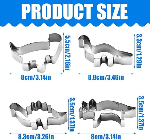 SGERUFZ 8 Pcs Dinosaur Cookie Cutter Set T-Rex Brontosaurus Spinosaurus Brachiosaurus Triceratops Dinosaur Head Impression Dinosaur Biscuit Cookie Cutter for Kids Dino Party - Nail Gallerys