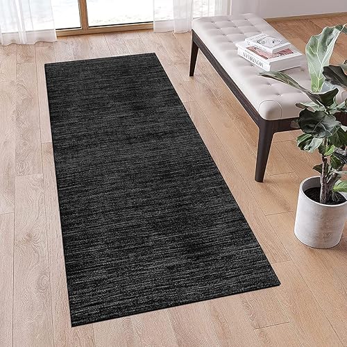 QQrunner Tapis Passage Couloir antidérapant 60x250cm Lavable Noir Moderne Abstrait Tapis au Metre pour Cuisine Chambre Salon, Matière Polyester, Largeur 40-120cm Breit - Nail Gallerys