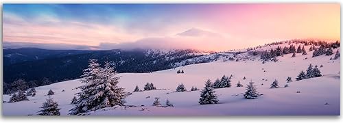 Feeby. Tableau Déco, Impression sur toile, Décoration murale, Image imprimée, 100x40 cm, MONTAGNES, NATURE, BLEU - Nail Gallerys