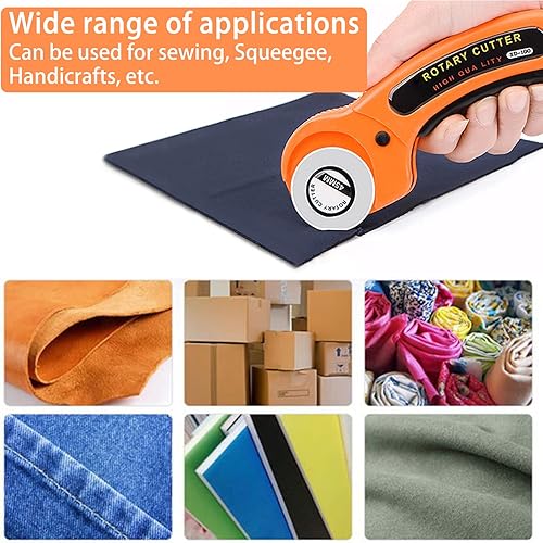 Cutter Rotatif 3 Lames Solide de Rechange en 45mm avec Verrou de Sécurité,Maniabe Pour Couture,Papier,Tissu,Toile,Matelassage,Scrapbooking et Projets D'artisanat - Nail Gallerys