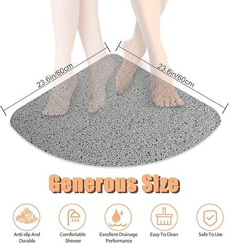 Lurowo Tapis de Douche Antiderapant, Tapis de Bain Triangulaire en Loofah, Tapis de Sol avec Drain pour la Douche et la Salle de Bain (Coloré, 60 * 60cm Rond) - Nail Gallerys