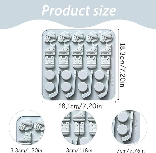 Lot de 2 moules en silicone pour sports de hockey, patins à glace, palets et bâtons - Nail Gallerys