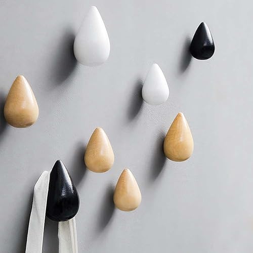 ARLTTH Goutte D'eau Créative Lot De 4 Patère Support Mural Crochet Décoration Rustique Moderne Pour Accrocher Sac, Chapeau, Vêtements, Clé, clé, 9.5 x 6 cm/noir - Nail Gallerys