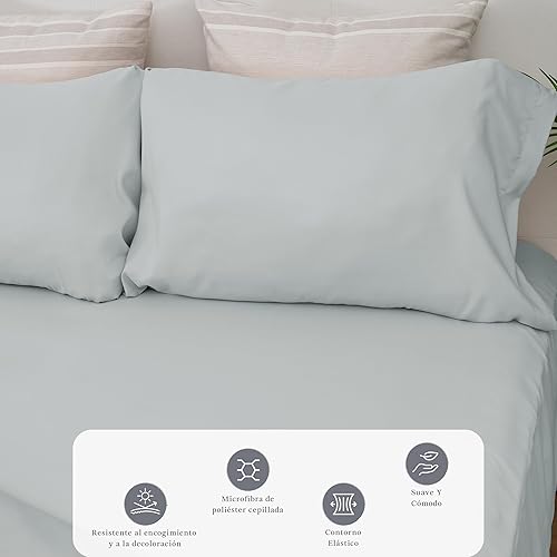 Parure de Drap pour Lit de 90cm, Parure de Lit Simple 100% Microfibre, Ensembre de Draps 3 Pièces Respirant Doux au Toucher - Comprend 1 Drap plat, 1 Drap-Housse et 1 Taie d'Oreiller - Vert d'eau - Nail Gallerys