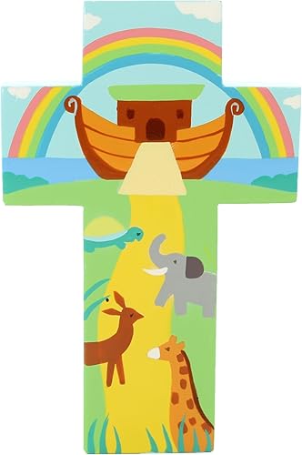 Palais du Rosaire Croix pour enfant Arche de Noé 12 cm - Croix religieuse - Culte Chrétien en Bois - Nail Gallerys