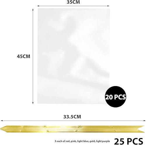 20pcs sac de panier en cellophane et 25pcs rubans d'arc cadeau colorés, sac d'emballage de panier cadeau transparent, panier cadeau en cellophane pour emballage cadeau, artisanat, jouets et fruits - Nail Gallerys