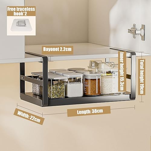 Panier à suspendre en métal pour placard de cuisine – Rangement sous étagère pour bureau, salle de bain, armoire de rangement pour rangement suspendu. - Nail Gallerys