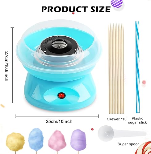 Machine à Barbe À Papa, Barbe a Papa Appareil Électrique 450w, Machine a Barbe a Papa avec 10 Bâtonnets Et Cuillère à Mesurer Cotton, Candy Machine pour Fêtes Et Anniversaires, 220 V EU, Bleu - Nail Gallerys