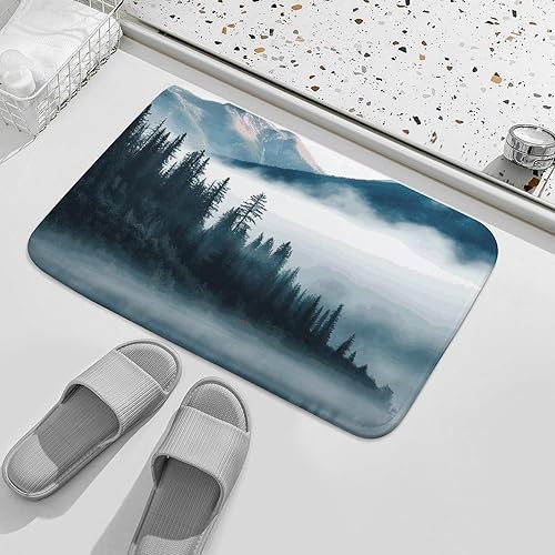 QWNMD Tapis de salle de bain motif paysage de montagnes brumeuses, tapis de bain décoratif, antidérapant, absorbant, lavable, pour porte, entrée, baignoire, toilettes latérales (40 x 60 cm) - Nail Gallerys