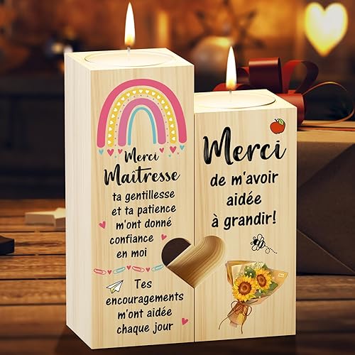 KAAYEE Merci Cadeau pour Maîtresse d'École, Bougeoir en Forme de Coeur et Cadeau pour la Maîtresse, Idée Cadeau pour Noël et pour la Fin d'Année, Cadeau pour Enseignante de Reconnaissance - Nail Gallerys