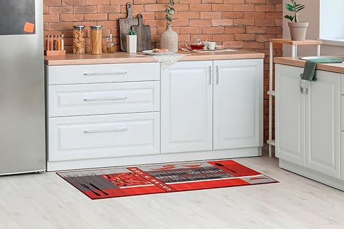 Andiamo 282565 tapis de couloir hot pepper, 100 % polyamide, 67 x 200 cm-gris rouge - Nail Gallerys