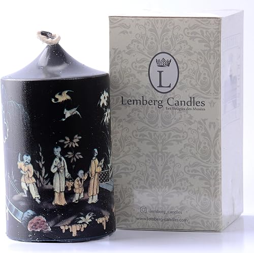 Bougie imprimée noire laquée - Chinoiseries - Château de Breteuil - Nail Gallerys