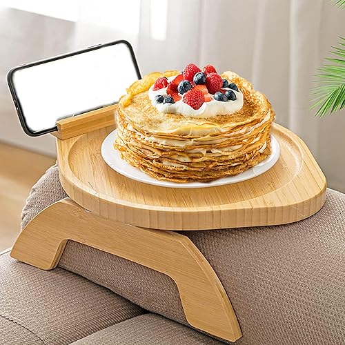 WYFCR Plateau Canape, accoudoirs de canapé Portable Rond imperméable à l'eau, Table d'appoint avec Support Mobile Rotatif, Table de canapé pivotante, Plateau de Clip d'accoudoir de canapé - Nail Gallerys