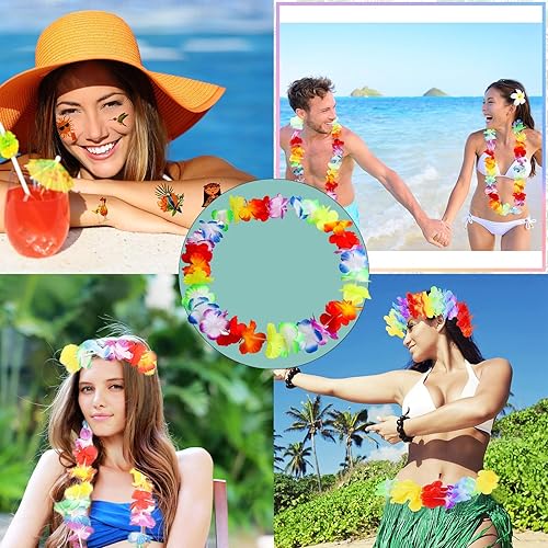 6 Pièces Collier Hawaien Fleurs,Collier Fleurs Hawaien,Collier De Fleurs Hawaienne,Multicolore Tropical Décoration Plage Pour Accessoire De Fête Tropical Plage Enfants Adultes,Danse Hula,Soirée d’Été​ - Nail Gallerys