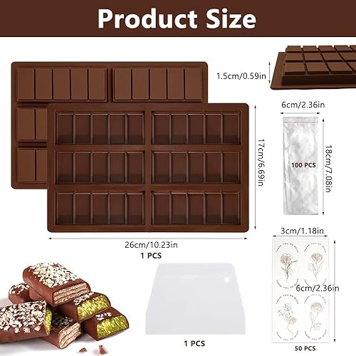 Moule Silicone Chocolat, Moule à Chocolat avec Grattoir, Pochette et Autocollant, Moule à Chocolat en Silicone, Moule Tablette Chocolat, Fmoule Silicone Tablette de Chocolat, Moule Chocolat - Nail Gallerys