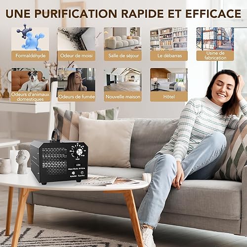 Générateur d'Ozoner pour Eau et Air, Machine à Ozone pour 300 m², Purificateur d'Air Ozoner Industrielle Ozoniseur avec Minuterie pour Habitations, Bureau, Restaurant, Hôtel et Garage - Nail Gallerys