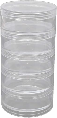 WYLZLKX Bocaux de rangement ronds en plastique transparent à 5 emplacements – Boîte de rangement pour accessoires d'art, bijoux, perles, couture, pilules - Nail Gallerys