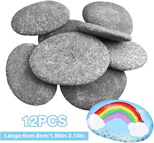 Lot de 12 pierres plates à peindre, galets de plage, 5 à 8 cm, pierres décoratives naturelles pour mandala, peinture colorée et décoration - Nail Gallerys
