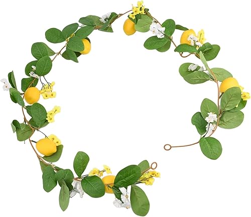 Guirlande de citrons artificiels réalistes, avec eucalyptus vert, citrons simulés de vigne de citron pour toile de fond de mariage, décoration murale (style 2 : 2 m) - Nail Gallerys