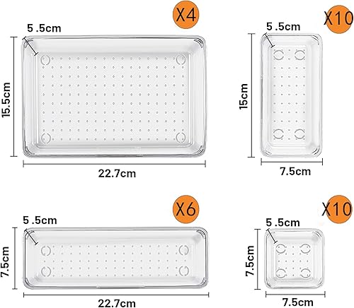 Collazoey 30 pcs Organisateurs de Tiroirs en Transparent,avec 4 tailles Organisateur de coiffeuse, organiseur de maquillage transparent antidérapant pour salle de bain,cosmétiques,cuisine,bureau - Nail Gallerys
