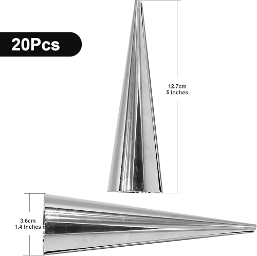 Lot de 20 moules à croissants en acier inoxydable anti-adhésifs en forme de cônes crème à grande vis, moule à pâtisserie – Noël anniversaire de mariage - Nail Gallerys