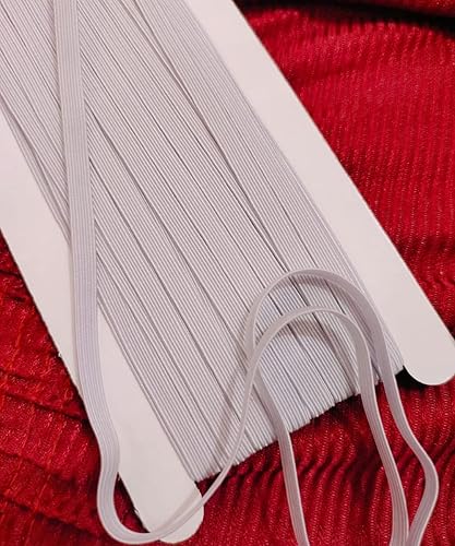 Noshad® 6mm - 1/4' 10 Mètres / 11 Yard Blanc Quart de Pouce 8 Cordon Bande Élastique Plat pour la Couture de Masque de Bricolage, Arts et Artisanat, Couture, Mercerie et Matériel - Nail Gallerys