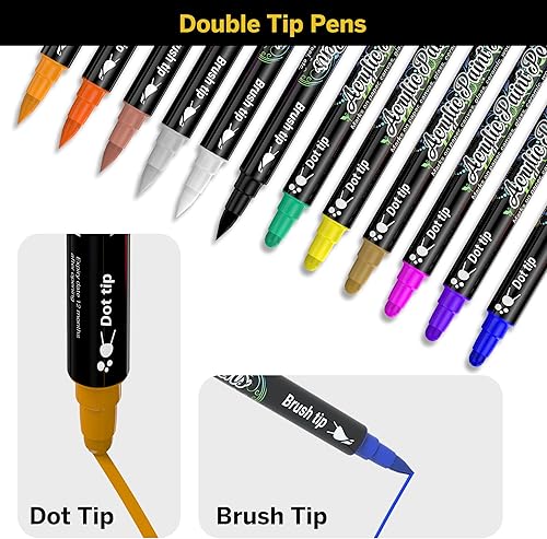 Desire Deluxe Stylos de peinture acrylique - non toxique, peinture pour pierre, céramique, verre, bois, porcelaine, cailloux, pointe ronde réversible - Nail Gallerys