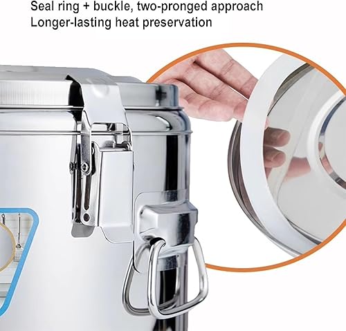 EMYJAY Seau D'isolation Alimentaire, Conteneur Thermoss Baril Isothermse en Acier Inoxydable Distributeur De Boissons Et De Thé Isothermes LYWY (Color : Silver, Size : 50L) - Nail Gallerys