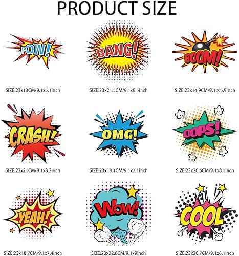 arricraft 9 feuille D'Autocollants Thermocollants en Tissu à Thème Graffiti Autocollants Thermocollants à Bulles pour T Shirts Jeans Sacs à Dos Vêtements Familiaux Chapeaux - Nail Gallerys