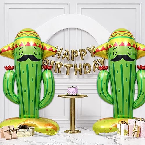 Ballons cactus, ballons de fête debout 4D, fournitures géantes pour le thème mexicain, décorations tacos pour hommes, femmes, - Nail Gallerys